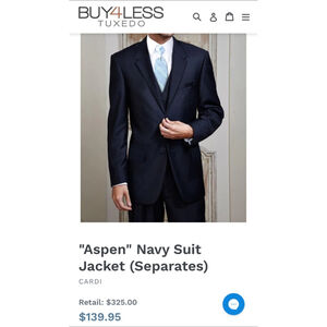 Dark Navy Suit Jacket Cardi International Aspen 40R 40 Regular